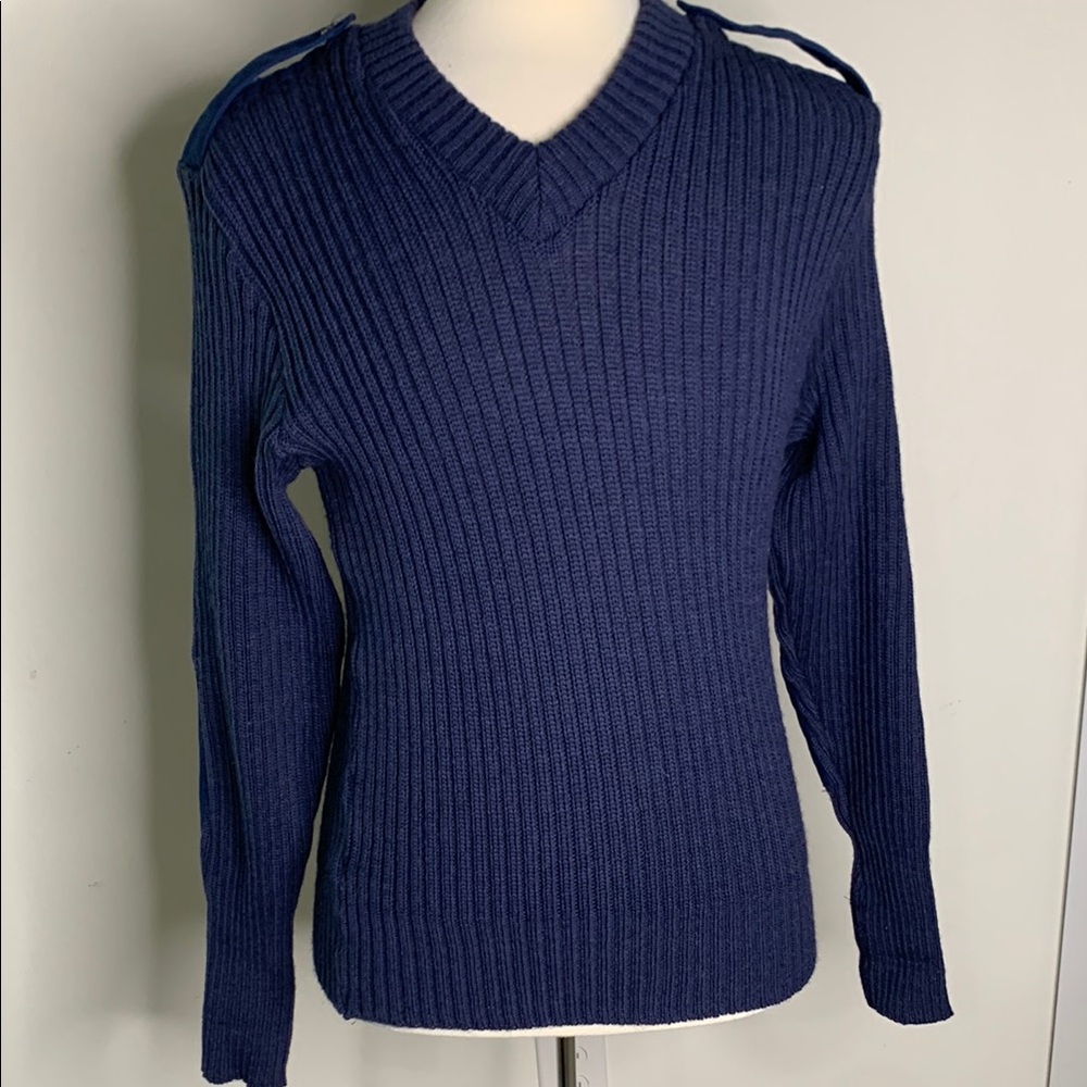 citadel 42” 100% Virgin wool shoulder patch/ metal piece New Blue Mens Sweater
